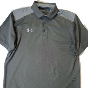 Under Armour Polo Shirt Mens Large Gray HeatGear Loose Fit Golf Athletic